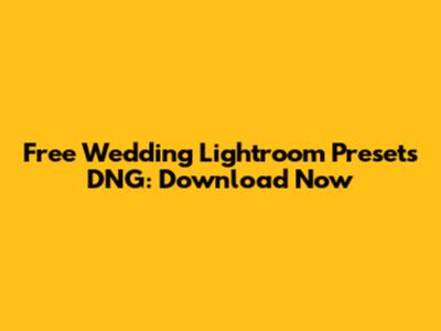 Free Wedding Lightroom Presets DNG: Download Now